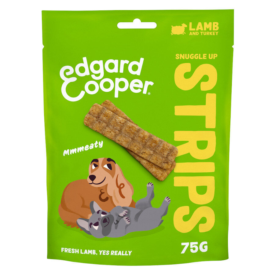 75 g Edgard & Cooper Tiras de Cordero y Pavo snack para perros, , large Imagen numero 1